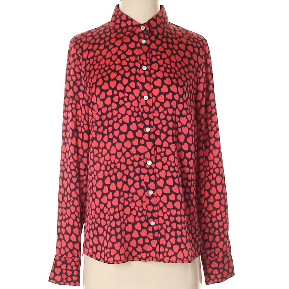 J.Crew Heart Print Blouse